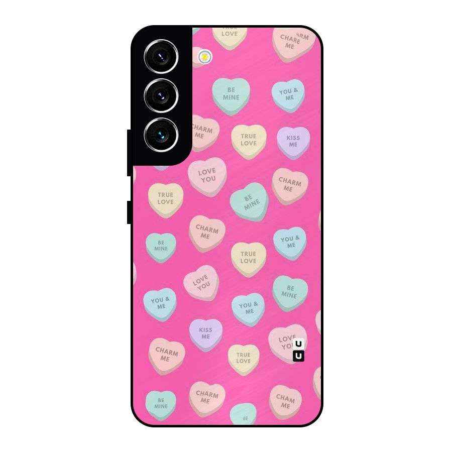 Be Mine Hearts Pattern Metal Back Case for Galaxy S22 5G