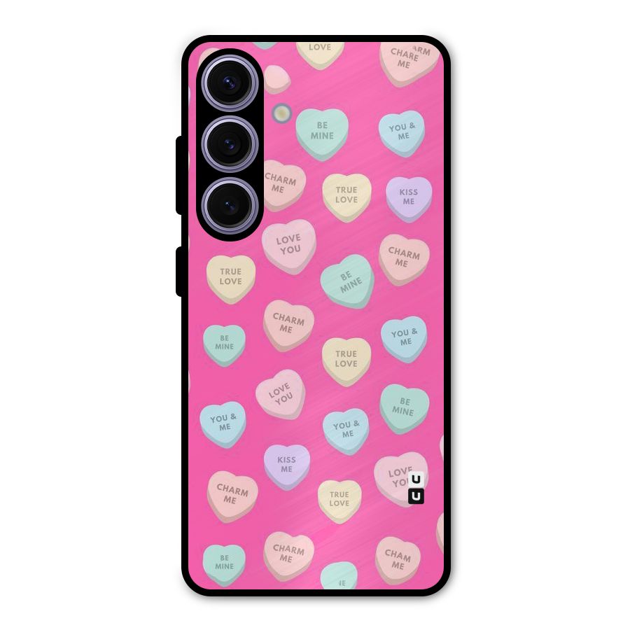 Be Mine Hearts Pattern Metal Back Case for Galaxy S24