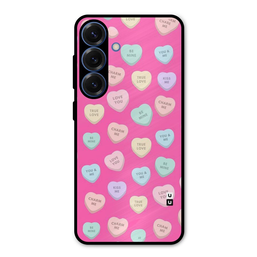 Be Mine Hearts Pattern Metal Back Case for Galaxy S25