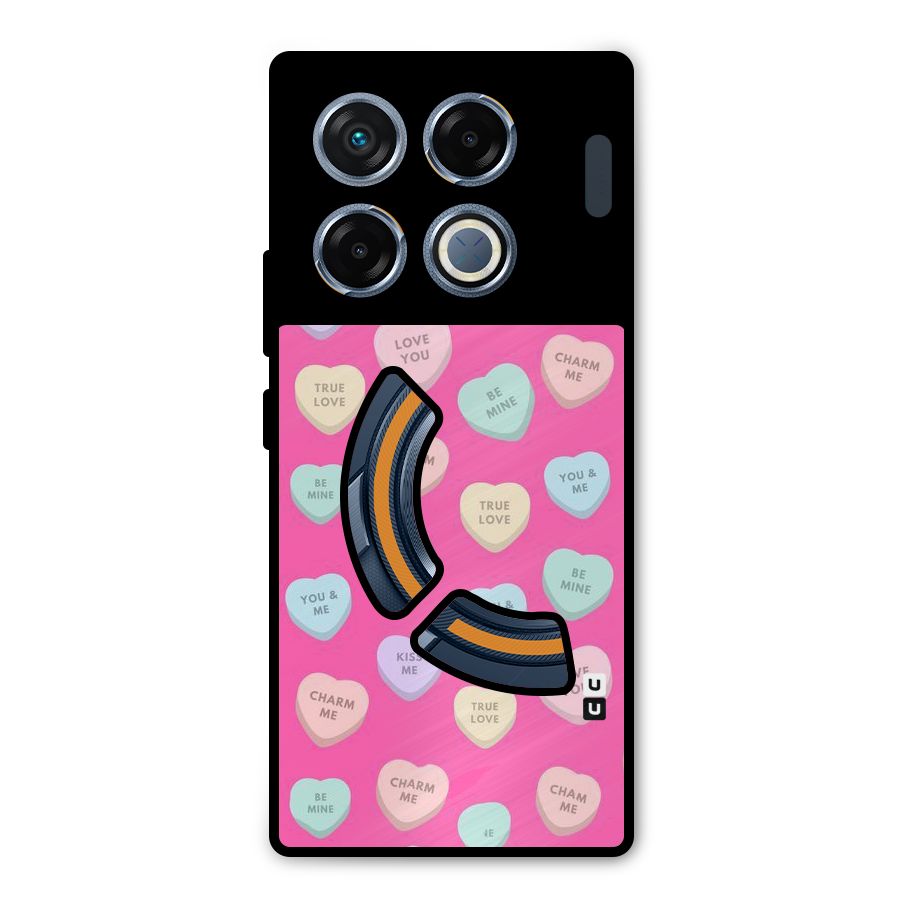 Be Mine Hearts Pattern Metal Back Case for Infinix GT 20 Pro