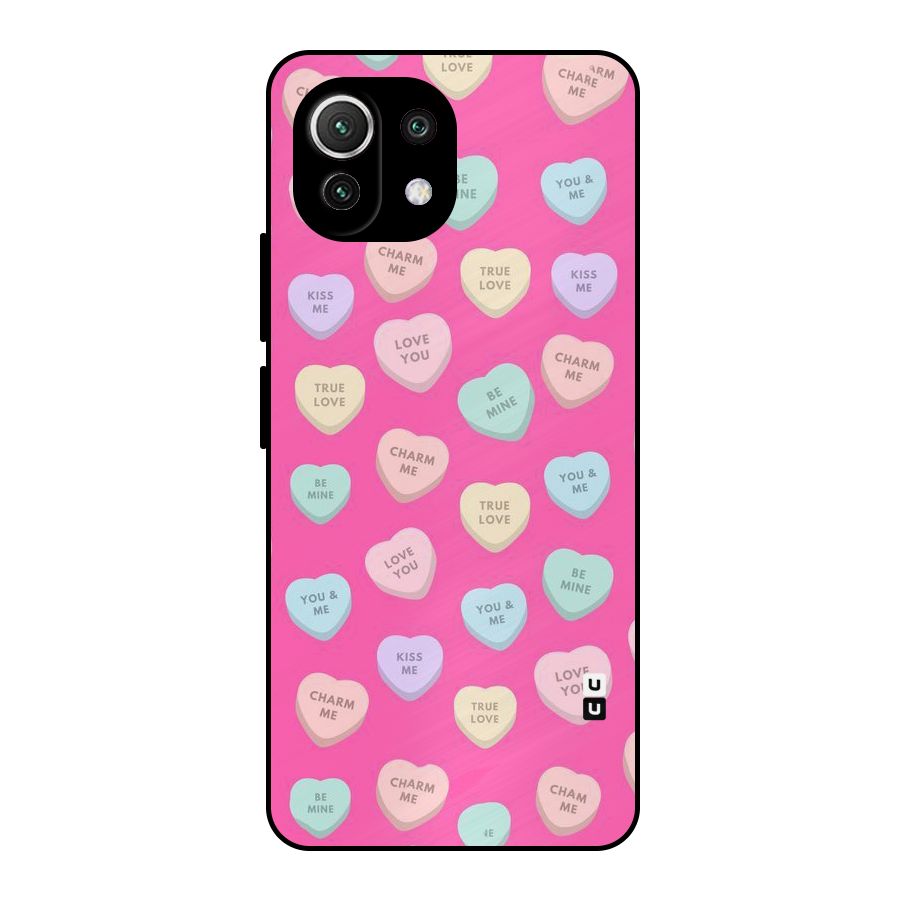 Be Mine Hearts Pattern Metal Back Case for Mi 11 Lite