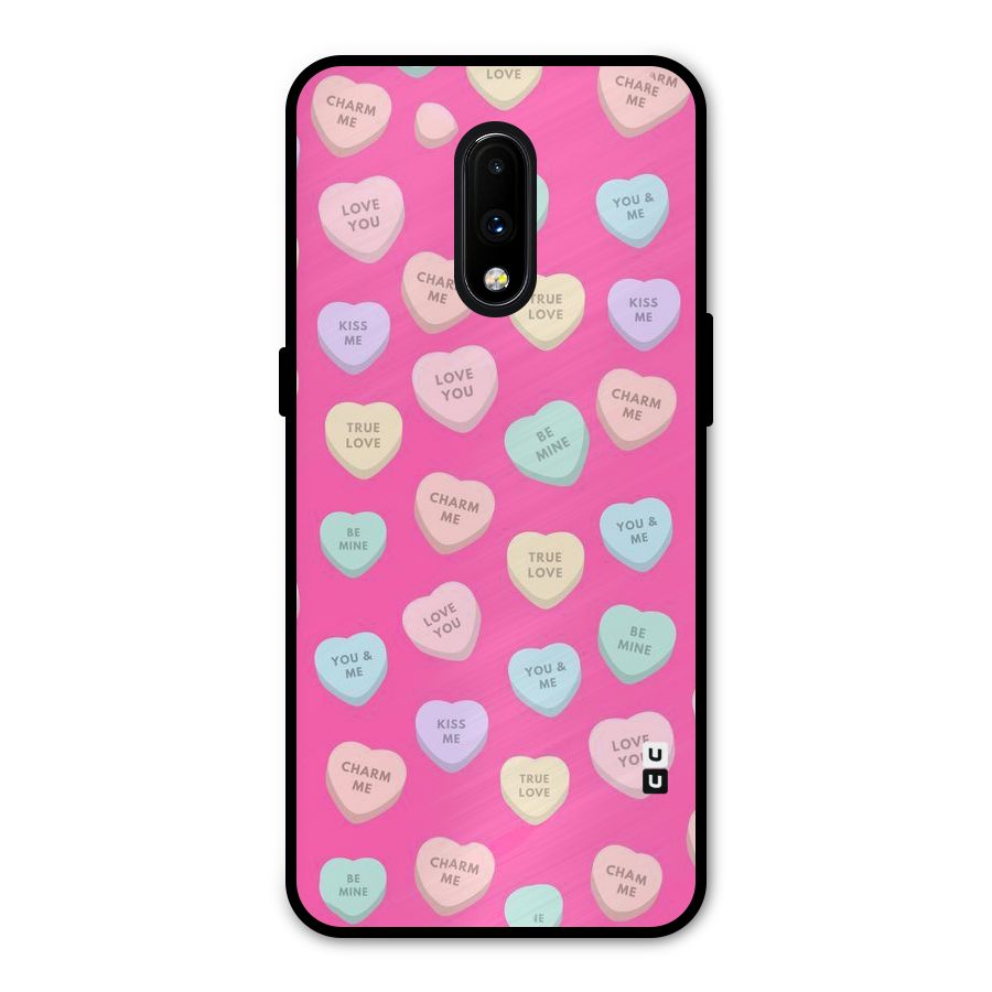 Be Mine Hearts Pattern Metal Back Case for OnePlus 7