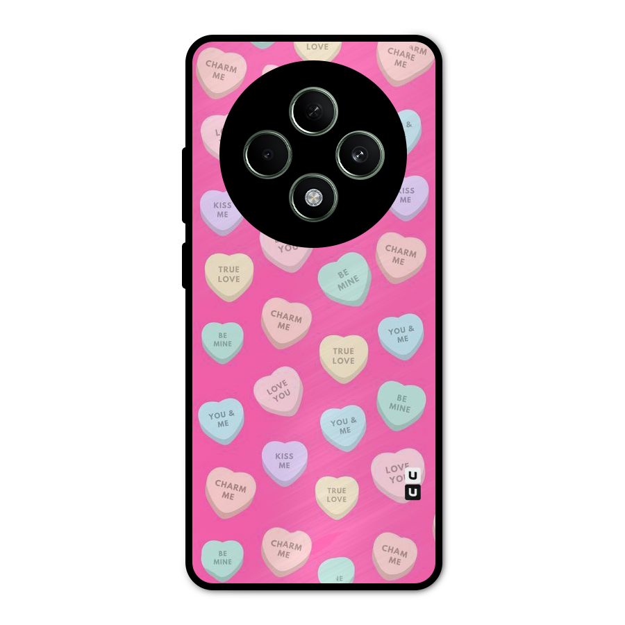 Be Mine Hearts Pattern Metal Back Case for Oppo F27