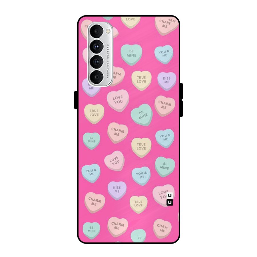 Be Mine Hearts Pattern Metal Back Case for Oppo Reno4 Pro