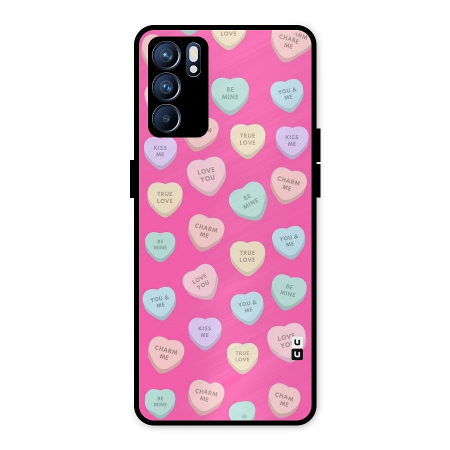 Be Mine Hearts Pattern Metal Back Case for Oppo Reno6 5G