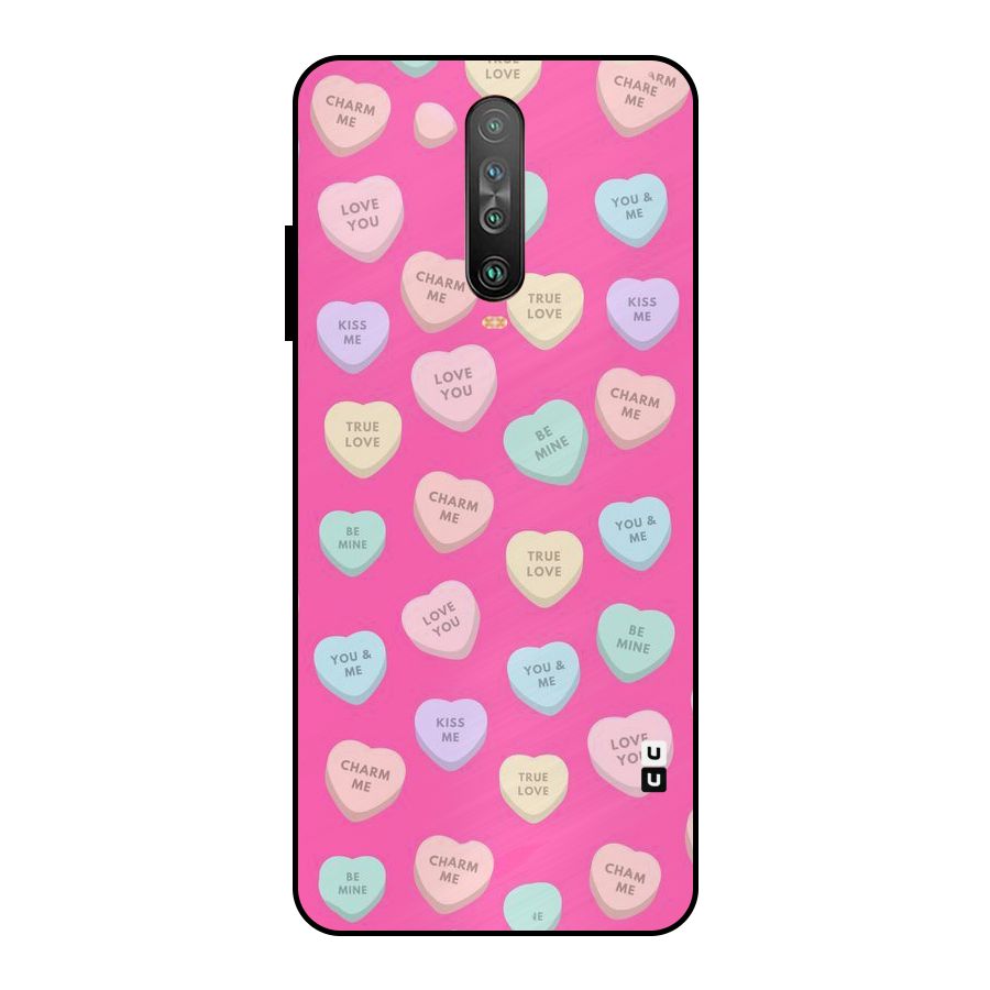 Be Mine Hearts Pattern Metal Back Case for Poco X2