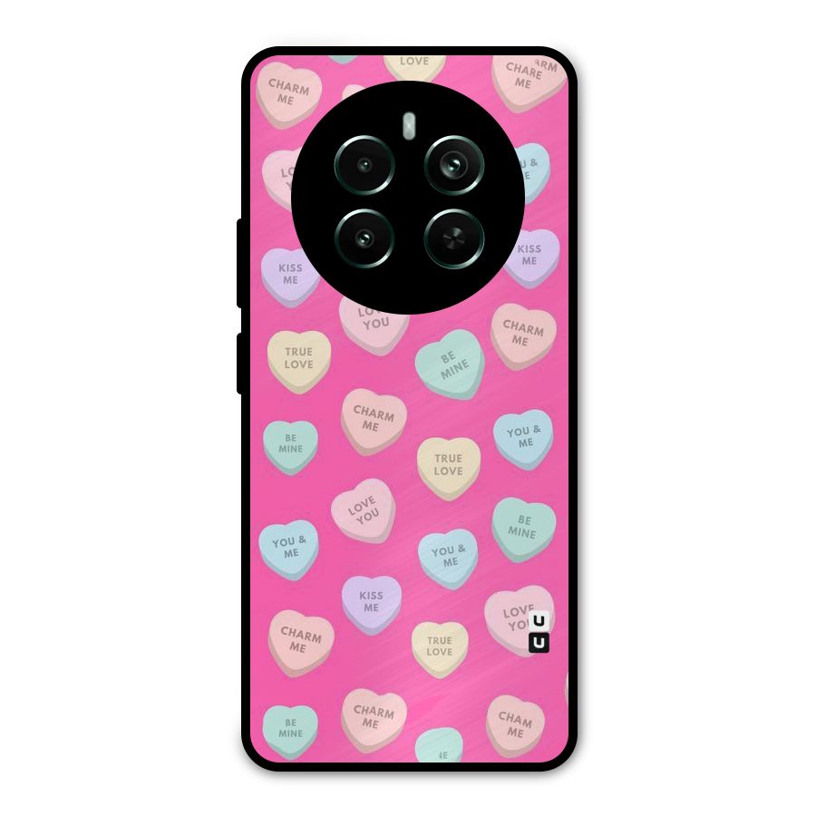 Be Mine Hearts Pattern Metal Back Case for Realme 12 Pro Plus