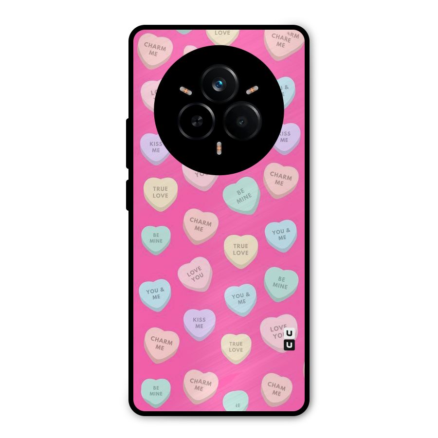 Be Mine Hearts Pattern Metal Back Case for Realme 14 Pro