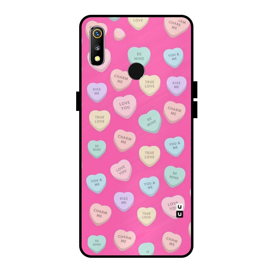 Be Mine Hearts Pattern Metal Back Case for Realme 3i