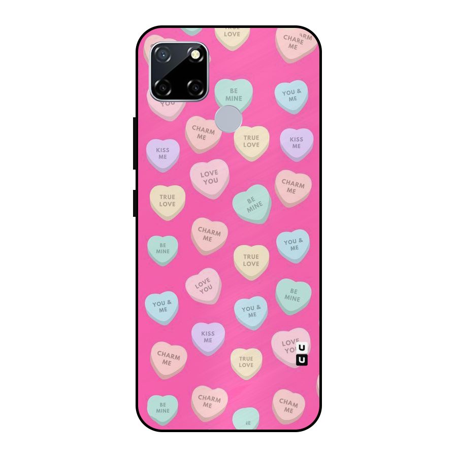 Be Mine Hearts Pattern Metal Back Case for Realme Narzo 20