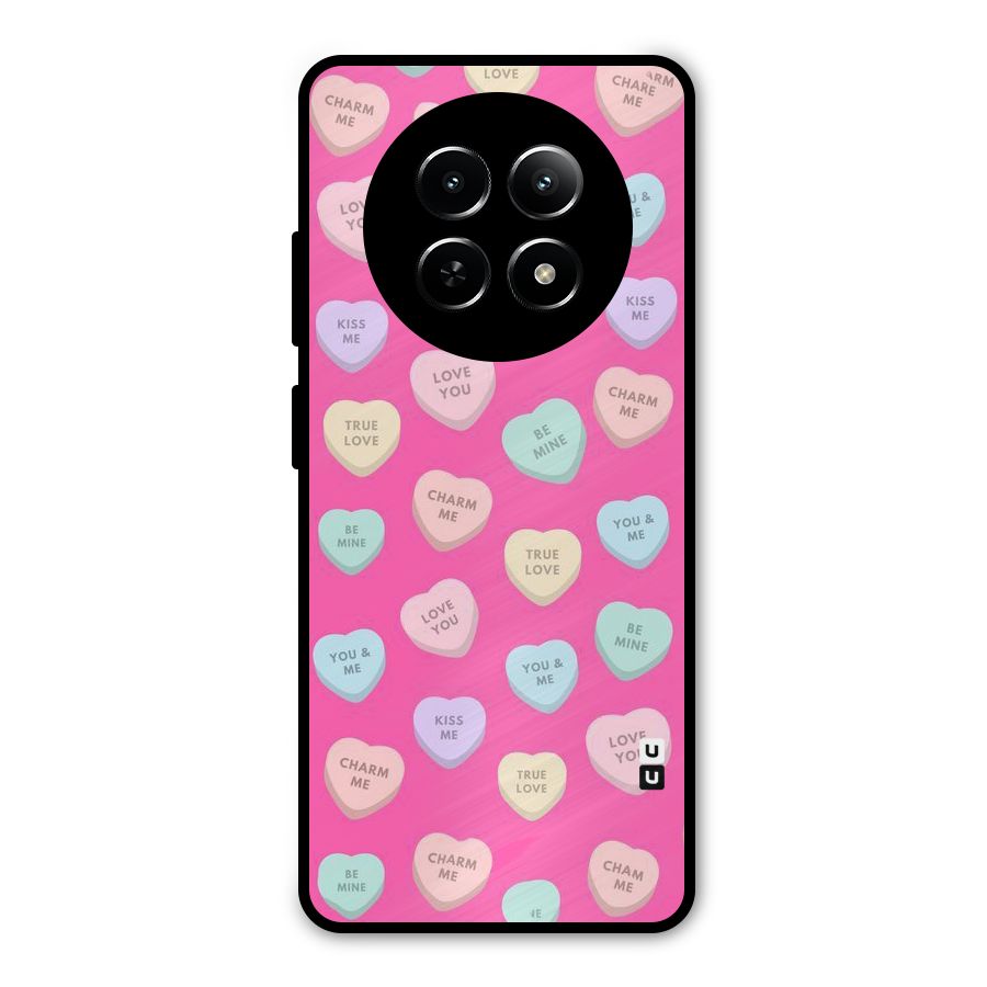 Be Mine Hearts Pattern Metal Back Case for Realme Narzo N65