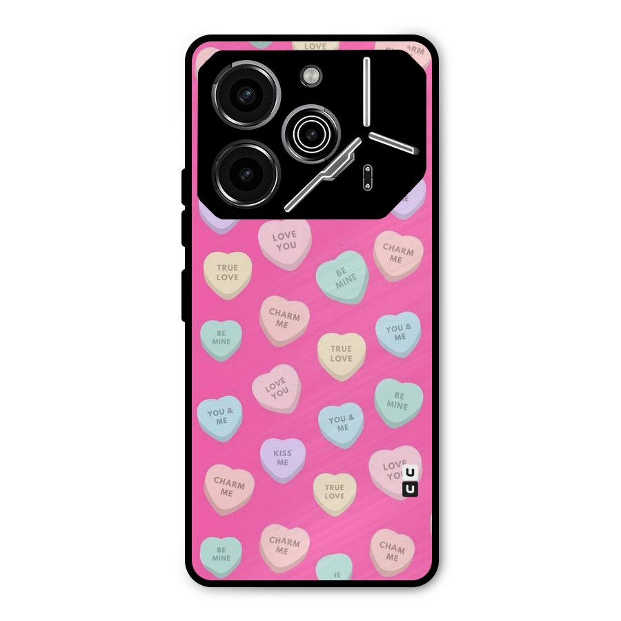 Be Mine Hearts Pattern Metal Back Case for Tecno Pova 6 Pro