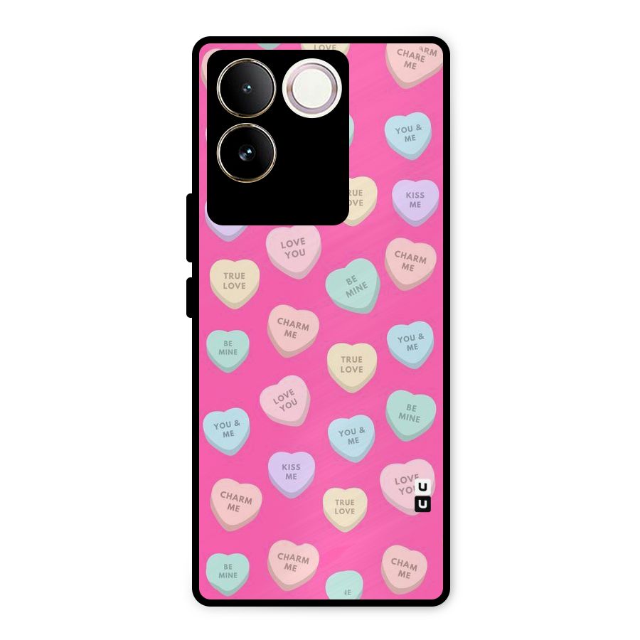 Be Mine Hearts Pattern Metal Back Case for Vivo T2 Pro
