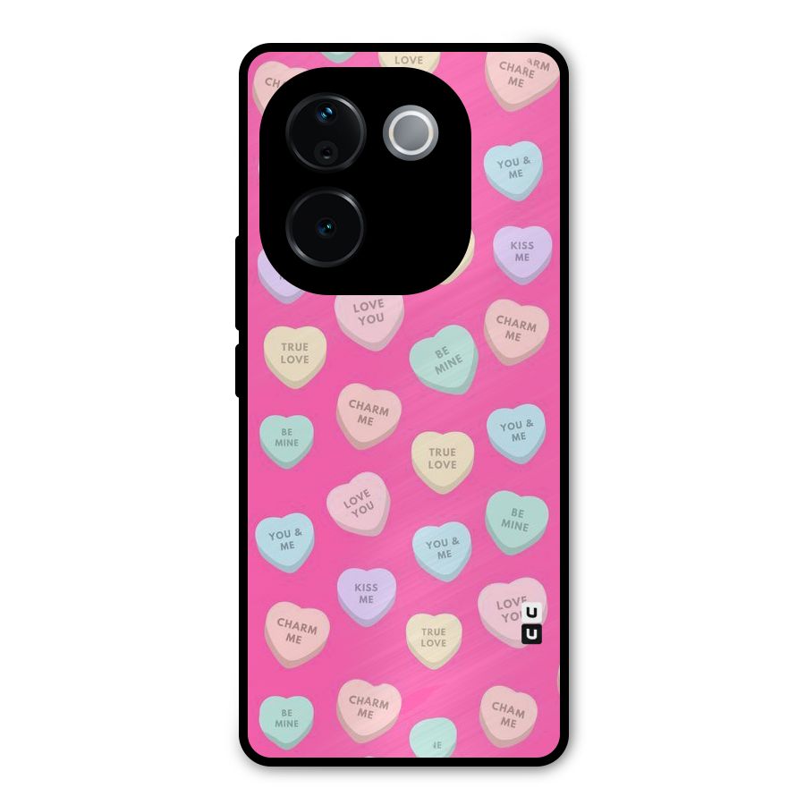 Be Mine Hearts Pattern Metal Back Case for Vivo T3 Pro