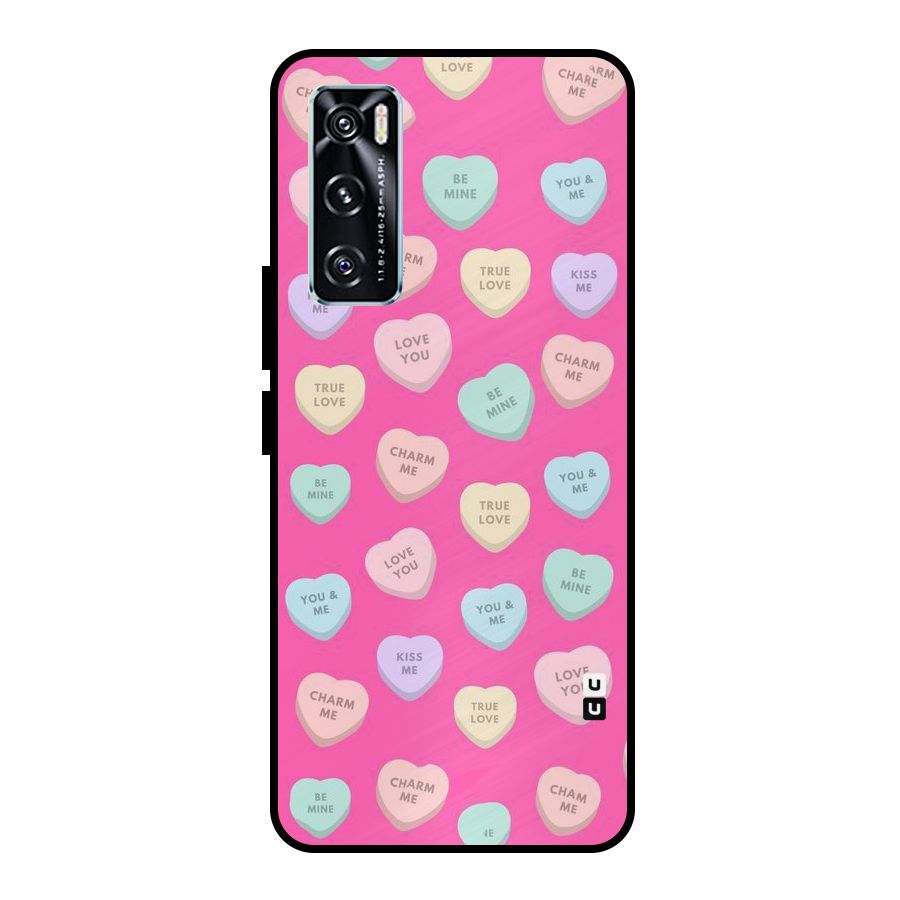 Be Mine Hearts Pattern Metal Back Case for Vivo V20 SE