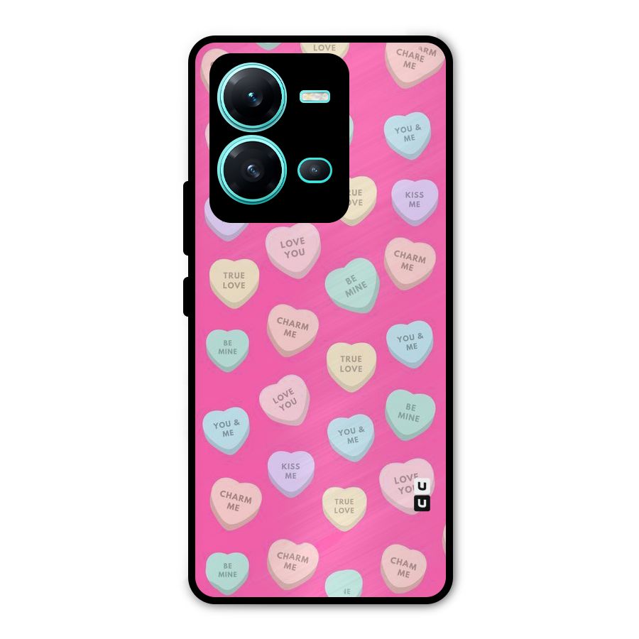 Be Mine Hearts Pattern Metal Back Case for Vivo V25