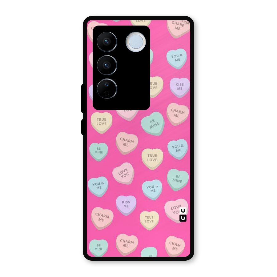 Be Mine Hearts Pattern Metal Back Case for Vivo V27 Pro