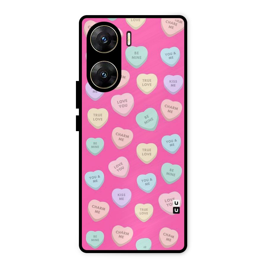 Be Mine Hearts Pattern Metal Back Case for Vivo V29e