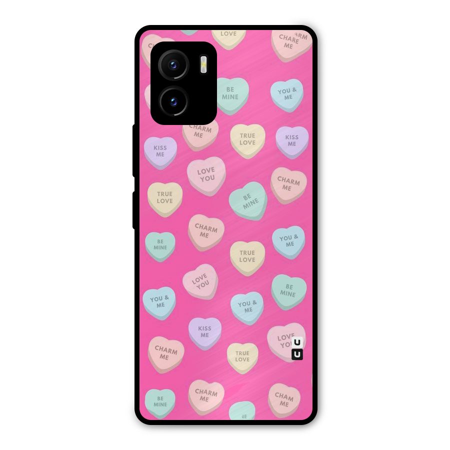 Be Mine Hearts Pattern Metal Back Case for Vivo Y15s