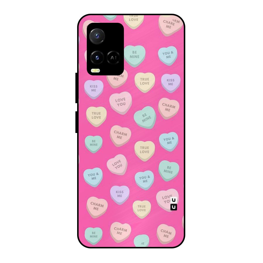 Be Mine Hearts Pattern Metal Back Case for Vivo Y21