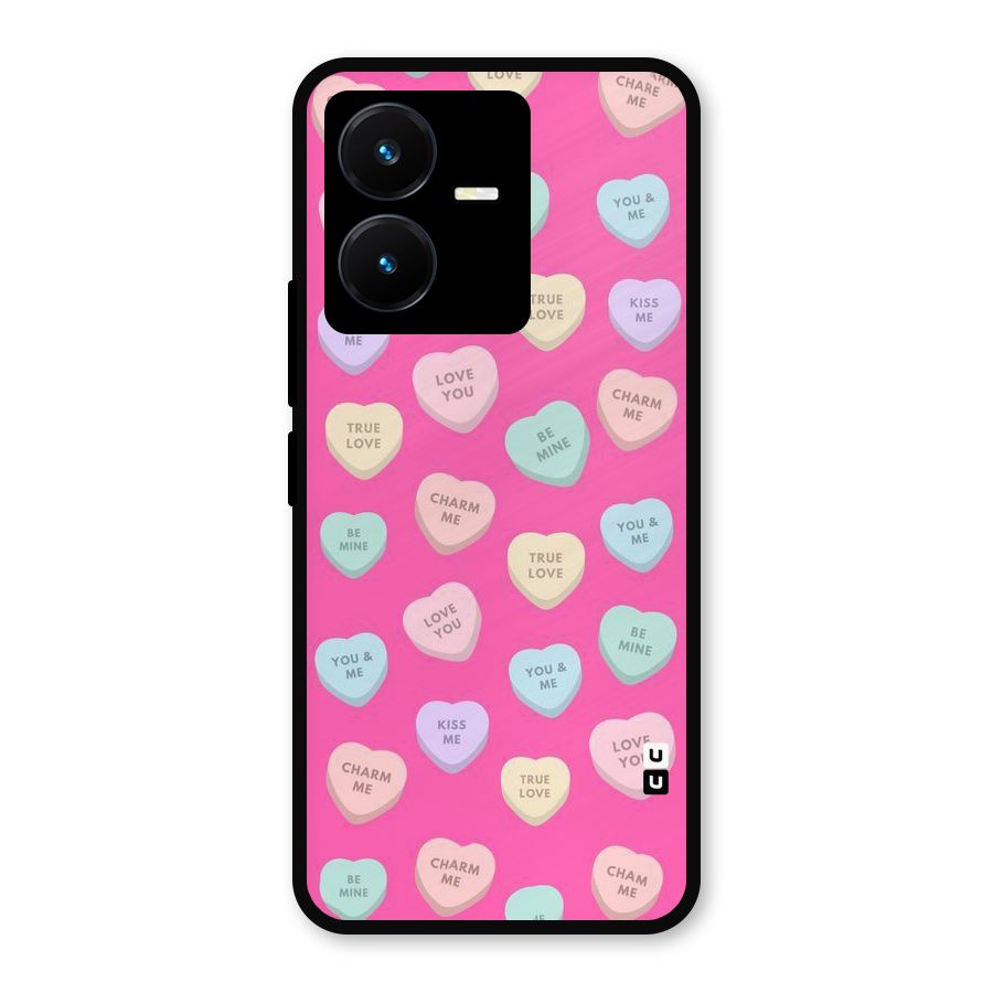 Be Mine Hearts Pattern Metal Back Case for Vivo Y22