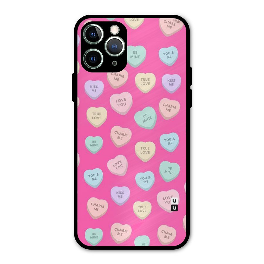 Be Mine Hearts Pattern Metal Back Case for iPhone 11 Pro Max