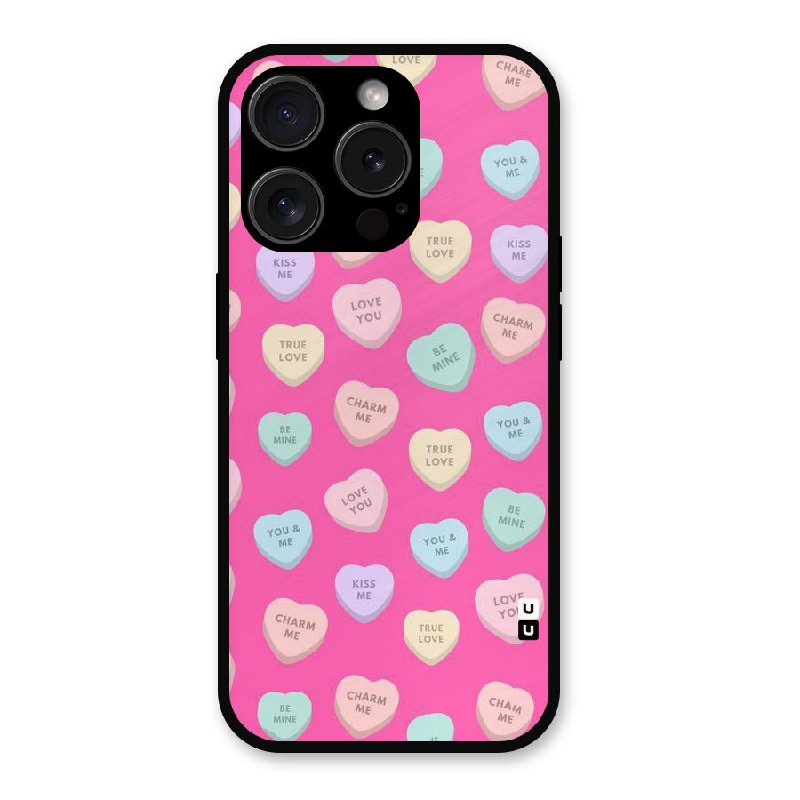 Be Mine Hearts Pattern Metal Back Case for iPhone 15 Pro