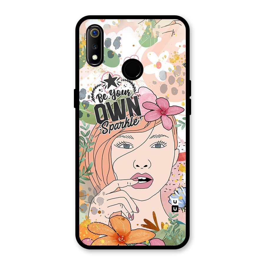 Be Your Own Sparkle Glass Back Case for Realme 3i