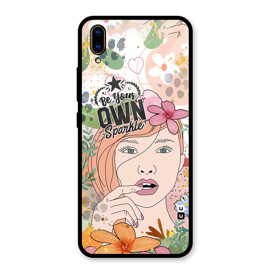 Be Your Own Sparkle Glass Back Case for Vivo V11 Pro
