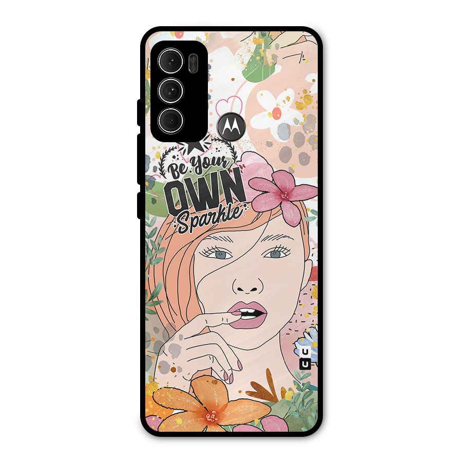 Be Your Own Sparkle Metal Back Case for Moto G60