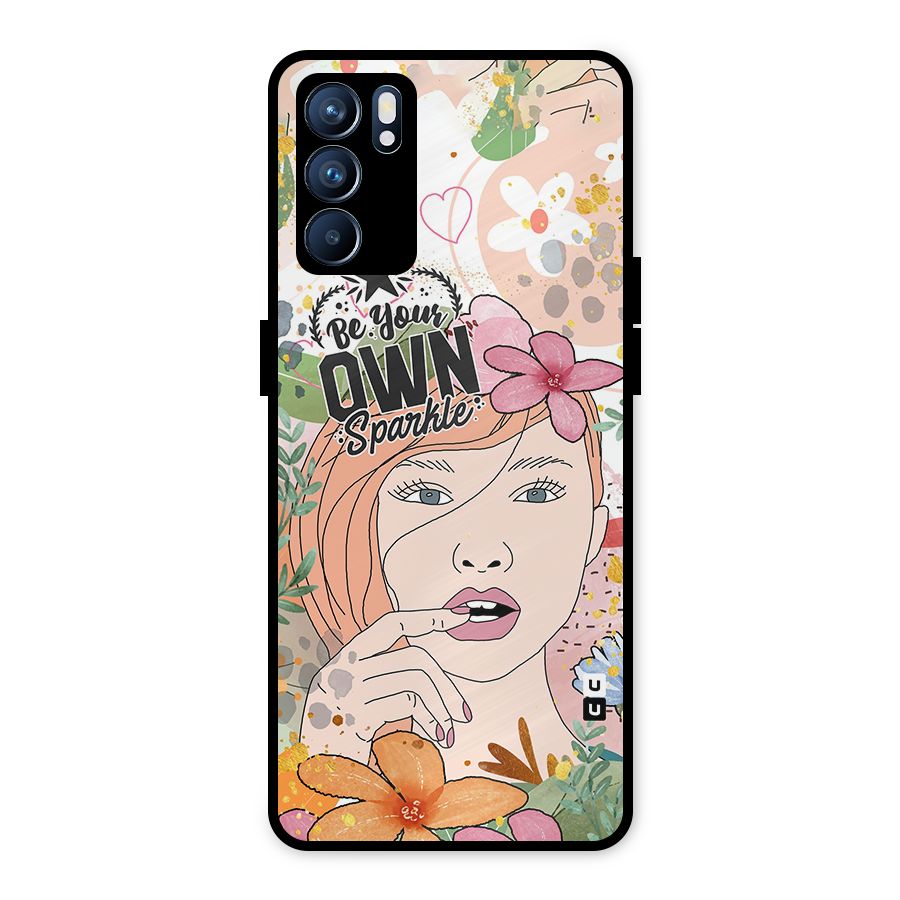Be Your Own Sparkle Metal Back Case for Oppo Reno6 5G