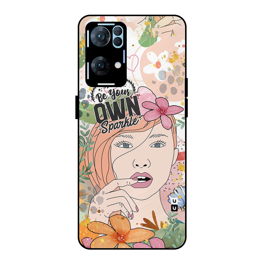 Be Your Own Sparkle Metal Back Case for Oppo Reno7 Pro 5G