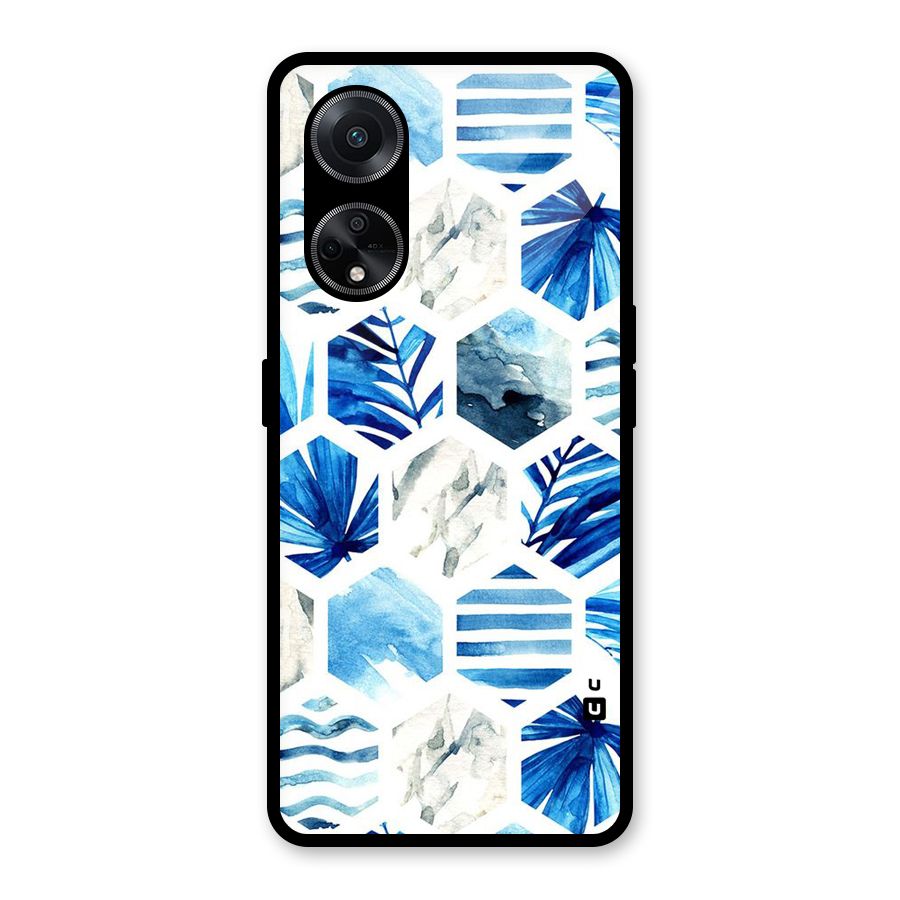 Beach Vibes Pentagon Design Glass Back Case for Oppo F23