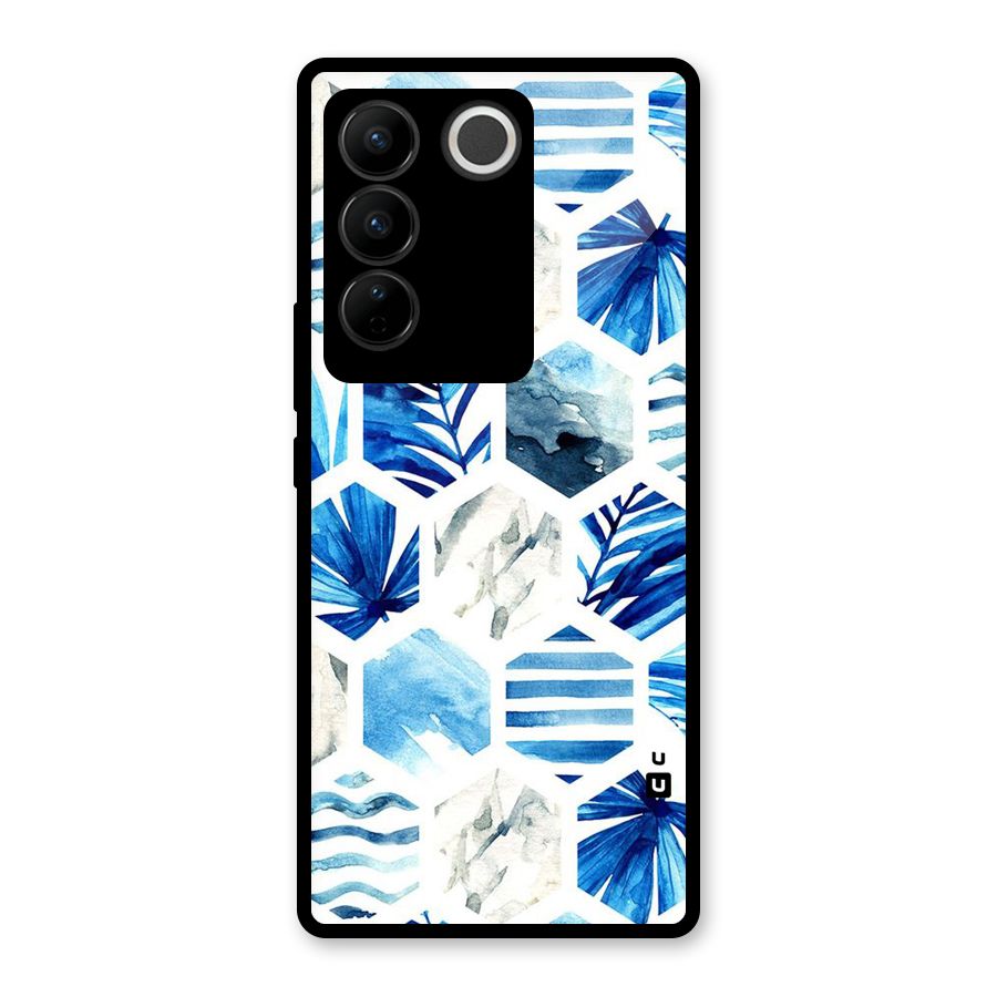 Beach Vibes Pentagon Design Glass Back Case for Vivo V27
