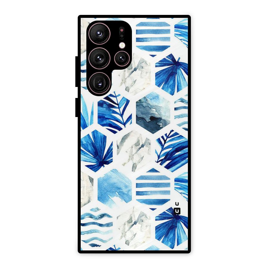 Beach Vibes Pentagon Design Metal Back Case for Galaxy S22 Ultra 5G