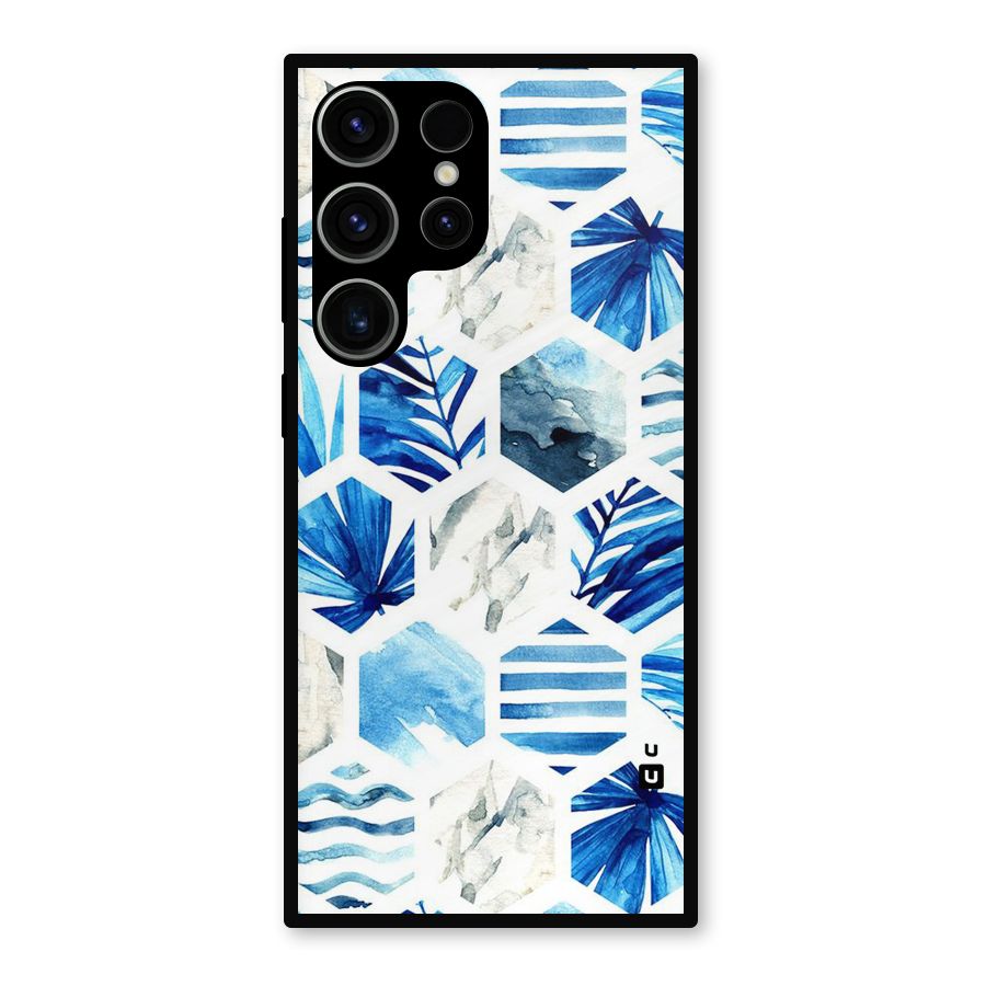 Beach Vibes Pentagon Design Metal Back Case for Galaxy S23 Ultra