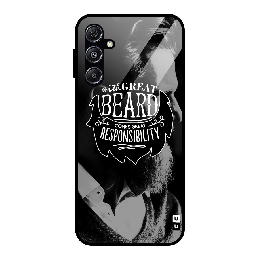 Beard Responsibility Quote Glass Back Case for Galaxy M34 5G
