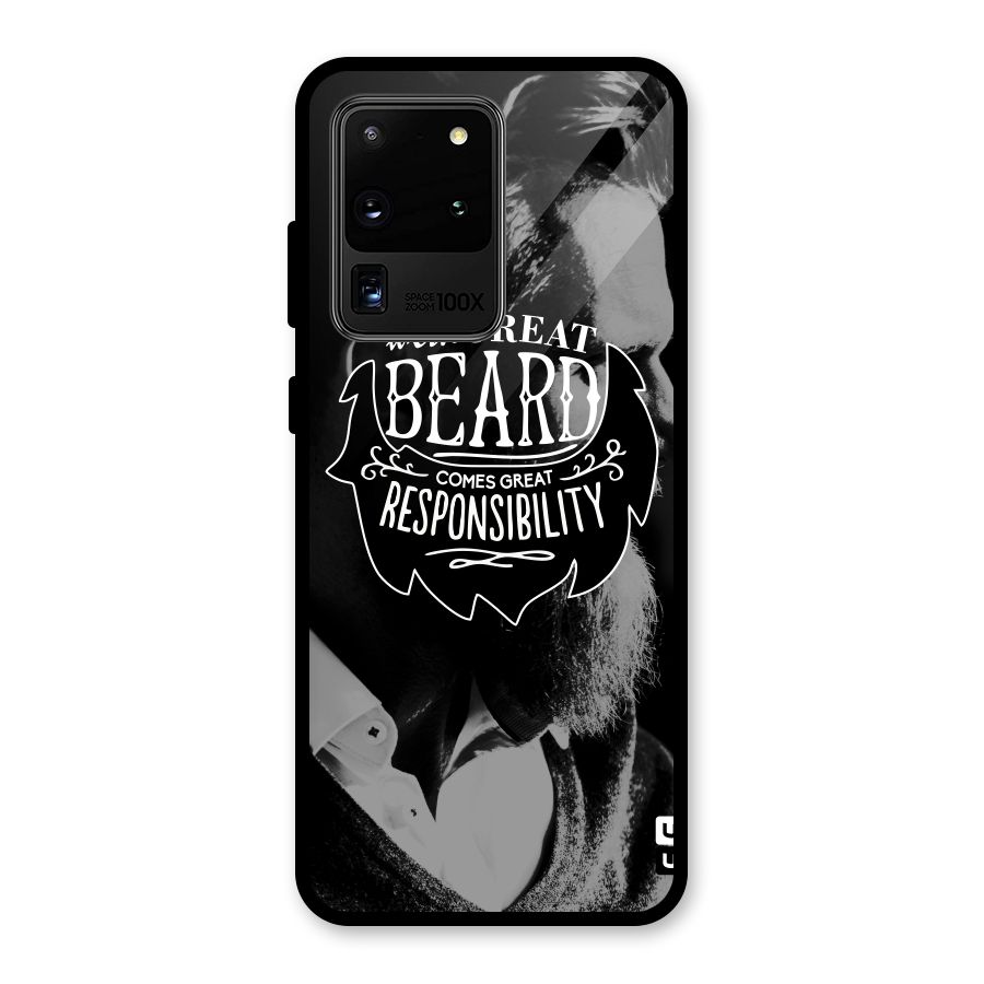 Beard Responsibility Quote Glass Back Case for Galaxy S20 Ultra