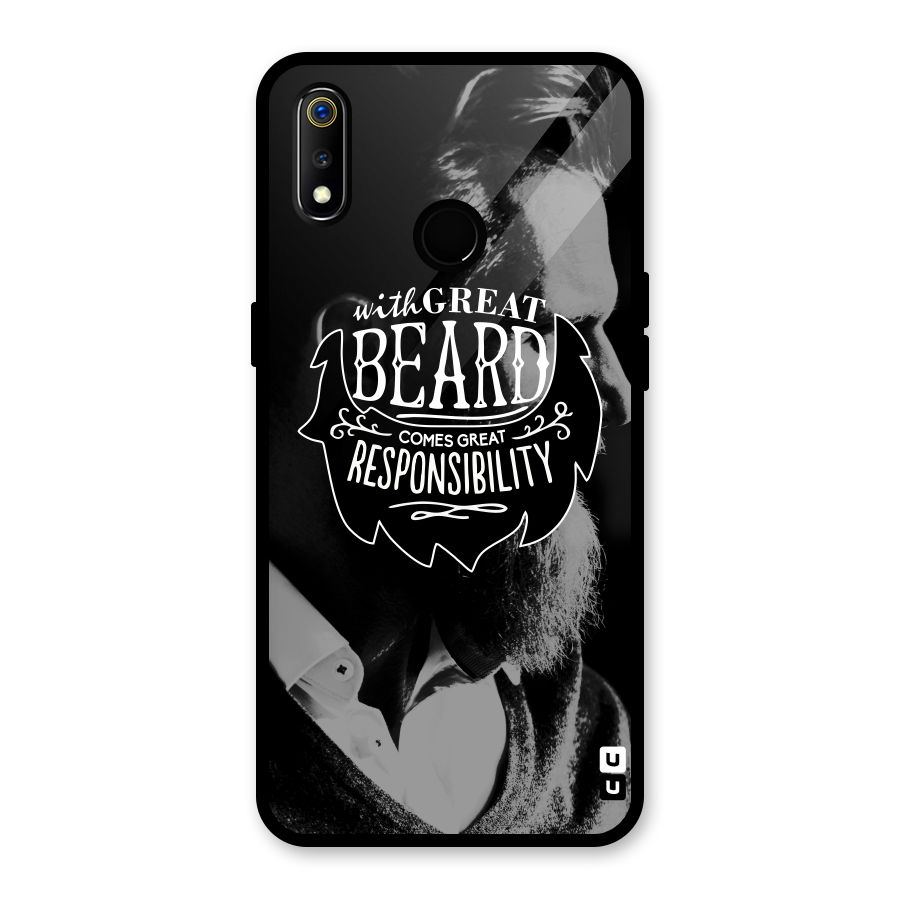 Beard Responsibility Quote Glass Back Case for Realme 3i