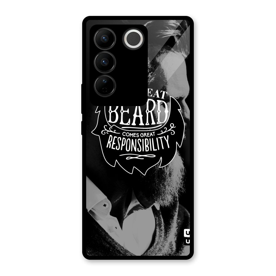 Beard Responsibility Quote Glass Back Case for Vivo V27 Pro