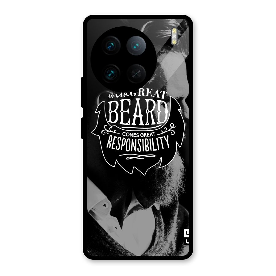 Beard Responsibility Quote Glass Back Case for Vivo X90 Pro
