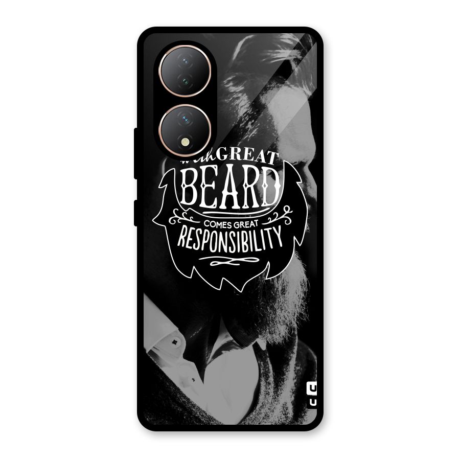 Beard Responsibility Quote Glass Back Case for Vivo Y100A