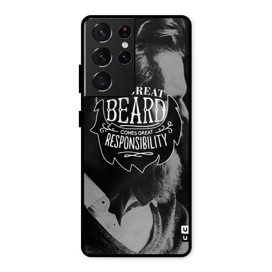 Beard Responsibility Quote Metal Back Case for Galaxy S21 Ultra 5G