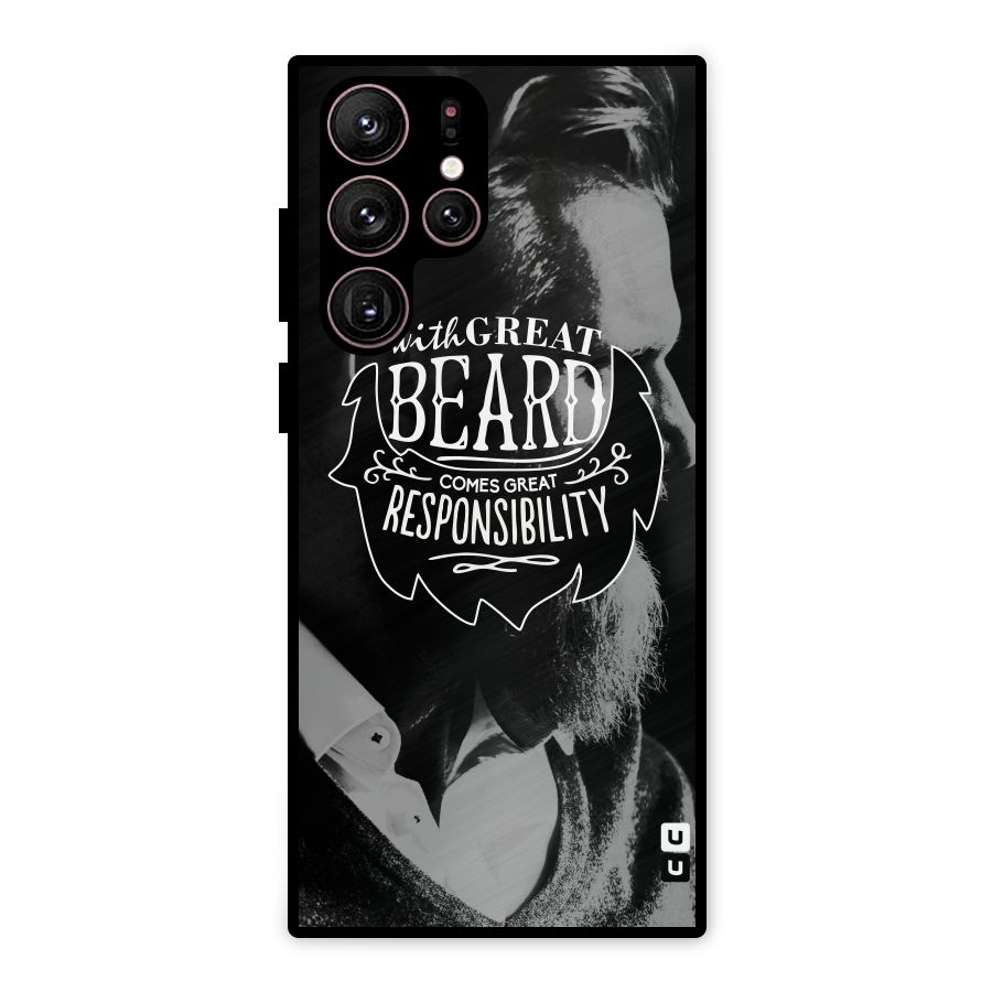 Beard Responsibility Quote Metal Back Case for Galaxy S22 Ultra 5G