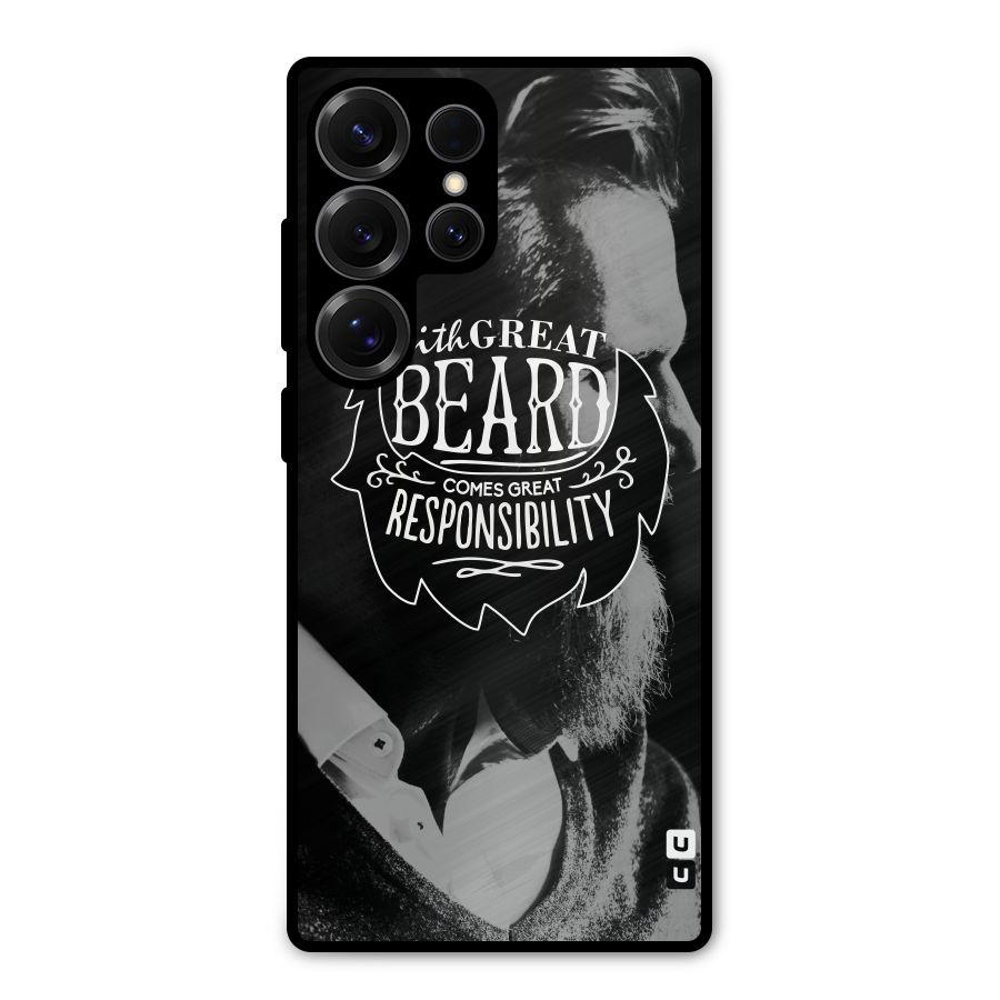 Beard Responsibility Quote Metal Back Case for Galaxy S25 Ultra