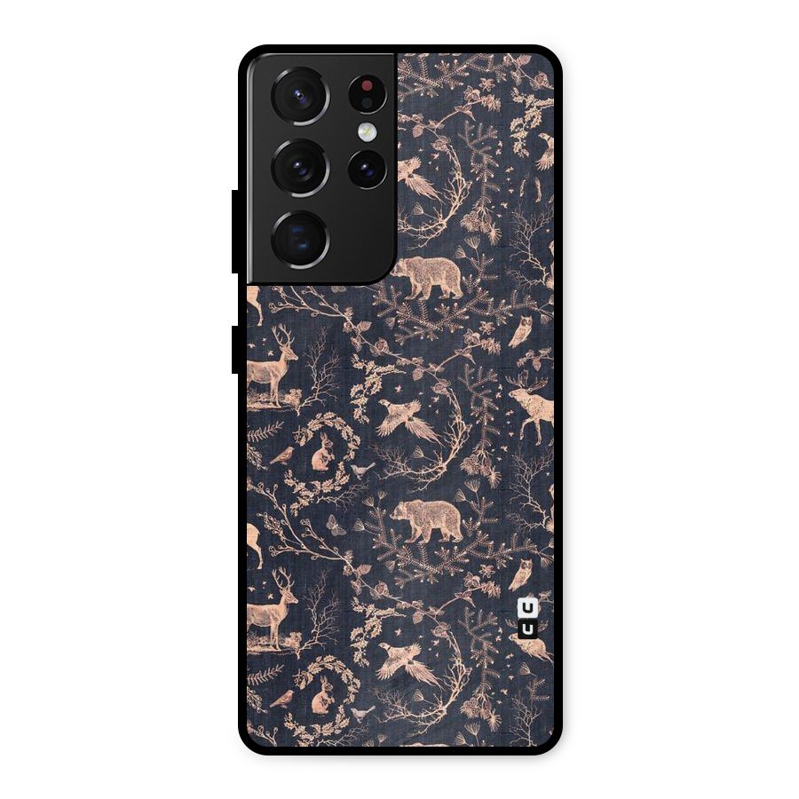Beautiful Animal Design Metal Back Case for Galaxy S21 Ultra 5G