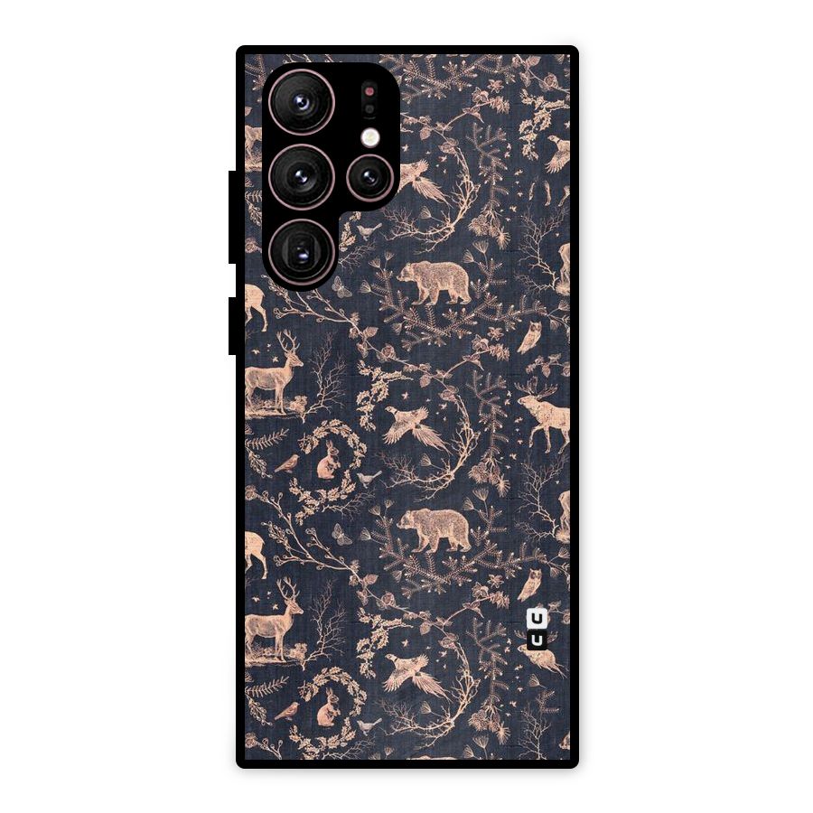 Beautiful Animal Design Metal Back Case for Galaxy S22 Ultra 5G