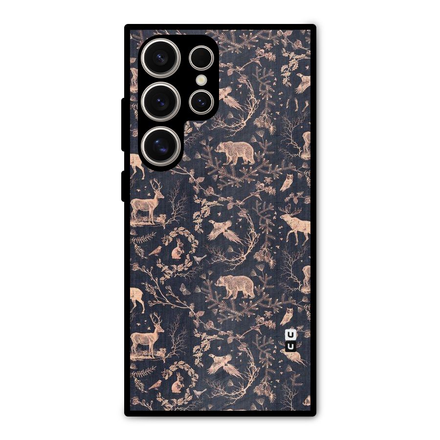 Beautiful Animal Design Metal Back Case for Galaxy S24 Ultra