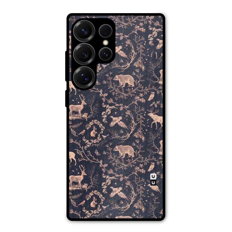 Beautiful Animal Design Metal Back Case for Galaxy S25 Ultra