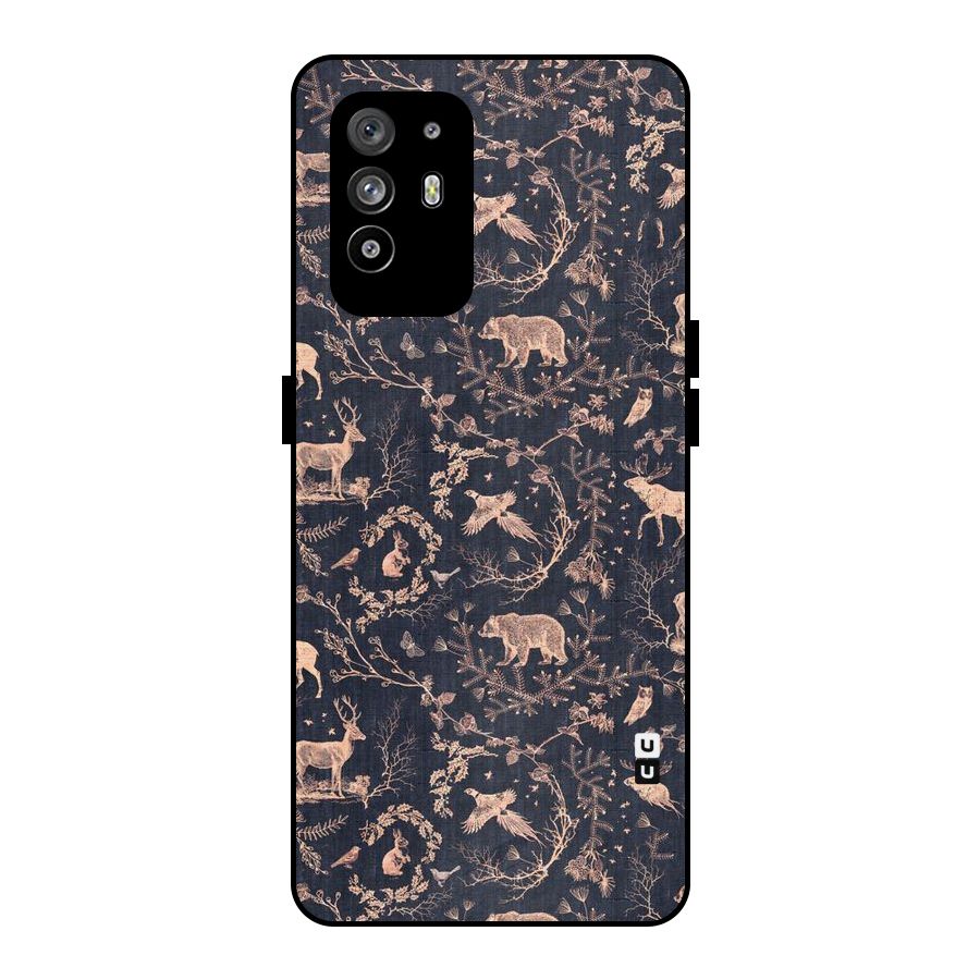 Beautiful Animal Design Metal Back Case for Oppo F19 Pro Plus 5G